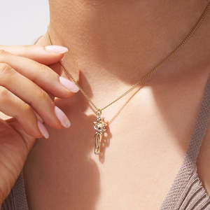 Collier Pendentif Couple Romantique <span class=keywords><strong>de</strong></span> Haute Qualité Plaqué Or 14K <span class=keywords><strong>pour</strong></span> Hommes et Femmes Chaîne Tendance Bijoux à la Mode - Product Image 5