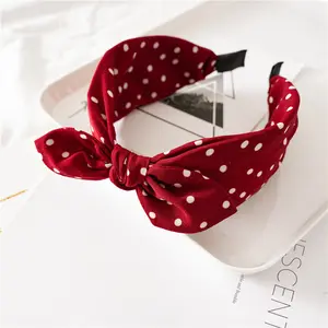 Bán Buôn Bán Hot New Phụ Kiện Tóc Chéo Thắt Nút Headband Cho Phụ Nữ Polka Dot Thời Trang Cô Gái Bow Headband Với Bow