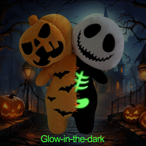 Peluche Chauve-souris Noire et Citrouille Maléfique Brodé avec Lumière Verte Brillante dans l'Obscurité – Cadeau d'Halloween Très Demandé - Product Image 3