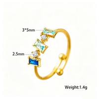 Bague en Acier Inoxydable 18 carats avec Zircon Coloré Vintage pour Femme, Réglable, Bijou Haut de Gamme, Luxe Léger, Vente en Gros