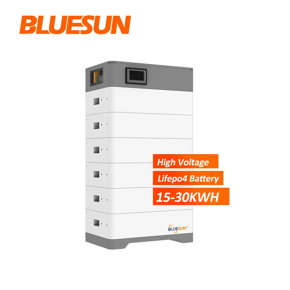 Bluesun แบตเตอรี่ Lifepo4 48V แบตเตอรี่ลิเธียมเหล็กฟอสเฟต51.2V 100ah แบตเตอรี่เก็บพลังงานแบบเรียงซ้อนสำหรับระบบพลังงานแสงอาทิตย์