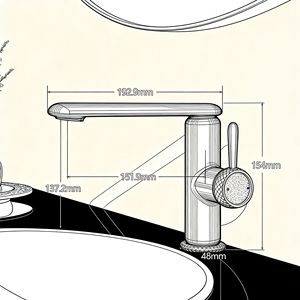Grifo Monomando de Agua Fría y Caliente con Doble Control y Rotación, Grifo de Lavabo de Cobre Macizo en Oro Rosa, Grifo de Lujo para Baño - Product Image 2