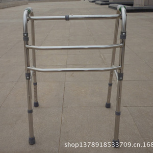 Déambulateur pliable à quatre roues en acier inoxydable pour personnes âgées, dispositif d'exercice de rééducation, plusieurs spécifications - Product Image 1