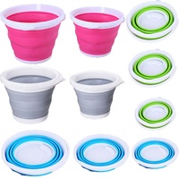 Seau à eau pliable en Silicone TPR, porte-glace Portable pliable seau de pêche en plein air
