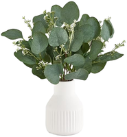 Ensemble de 4 petites plantes artificielles d'eucalyptus vert et de succulentes Winter Shore, décoration intérieure rustique durable pour salle de bain/bureau
