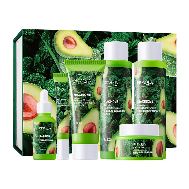 BIOAQUA fabbrica private label di Bellezza Professionale Cura Della Pelle Anti Invecchiamento Sbiancamento avocado set per la cura della pelle