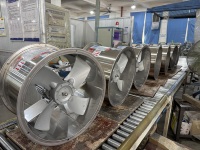 Huada GKF Hochtemperatur- und Hochfeuchtigkeitsbeständiger Axialventilator Edelstahl-Kanal Aluminiumflügel Kugellager Starker Wind