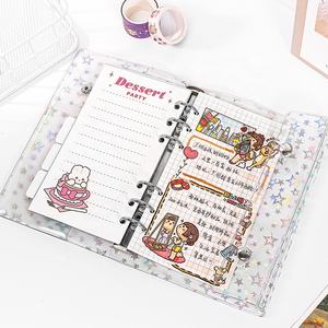 A8 Budget Binder Cover Clear PVC 5 Ring Binder Glitter Star Protector de carcasa de cuaderno recargable con 2 broches para sobres de efectivo - Product Image 6