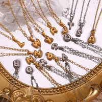 Colliers pour femmes élégants en acier inoxydable avec pendentif lettre bulle, ton or et argent, et chaîne O, résistants à l'eau