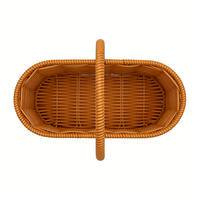 Panier de rangement portable en rotin fait main, style pastoral, pour la maison, le shopping, les sorties et la cueillette, 22*12*14/35cm