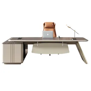 Basit mobilya yönetici ahşap masa patron masası L şekli direktörü ofis mobilyaları Modern tasarım