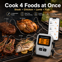 Thermomètre à viande intelligent Tuya Bluetooth, moniteur de température sans fil avec 4 sondes pour barbecue, four et cuisson