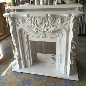 Cheminée de style traditionnel en marbre sculpté à motifs floraux, meuble <span class=keywords><strong>TV</strong></span> autoportant pour villa, avec télécommande - Product Image 4