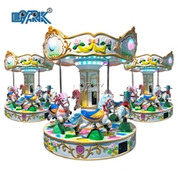 Carrousel à monnayeur pour enfants, petit manège de fête foraine, 6 places, avec chevaux