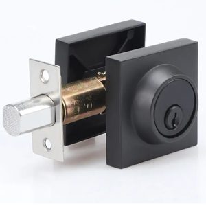 Cerradura de Seguridad para el Hogar Estilo Americano, Forma Cuadrada, Aleación de Zinc Negro Mate, Cerradura de Perno para Puerta de Entrada, Juego de Cerraduras Tubulares con 3 Llaves - Product Image 1