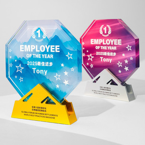 Crystal Employee Of The Year <b>Trophy</b> Laser <b>Engraved</b> Digital Printing Awards For Business Gifts Decorations - Product Image 3