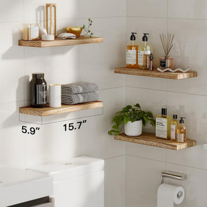 Wall Mounted Wooden <b>Shelves</b> 4 Tier Rectangle Durable Multipurpose Home Storage <b>Rack</b> - Product Image 2