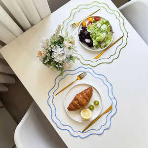 Custom Handmade <strong>Round</strong> Floral Embroidered <strong>Place</strong> <strong>Mat</strong> for Weddings Dinner Plates and Airplanes Cloth Napkins Plain Style - Product Image 5