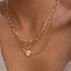 Milskye Fine Fashion Luxury For Women Necklace 2024 925 Silver 18k Gold Charm Zircon Pendant With Groove Heart Necklace