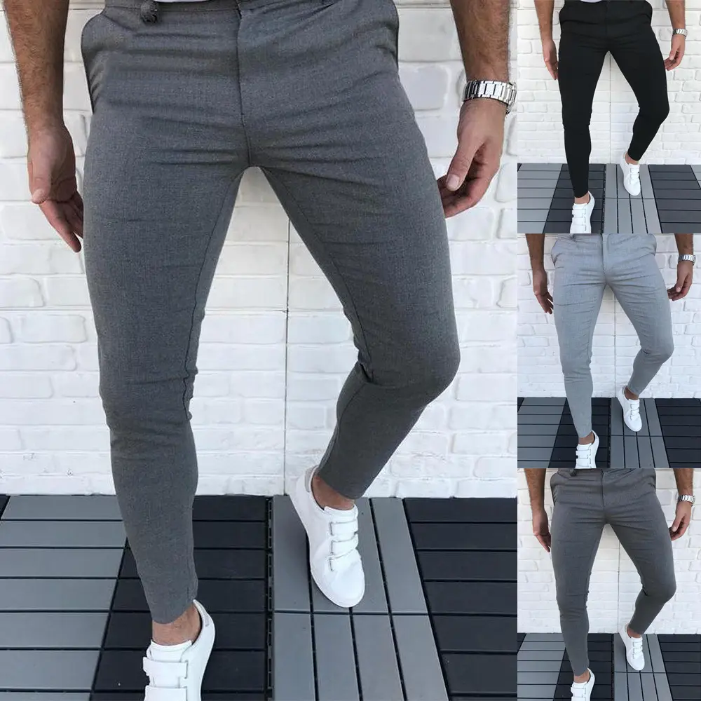 2023 Neue Herren Freizeit hose Hochwertige Mode Stretch Einfarbige Hose Slim Fit Röhren hose Mc18594