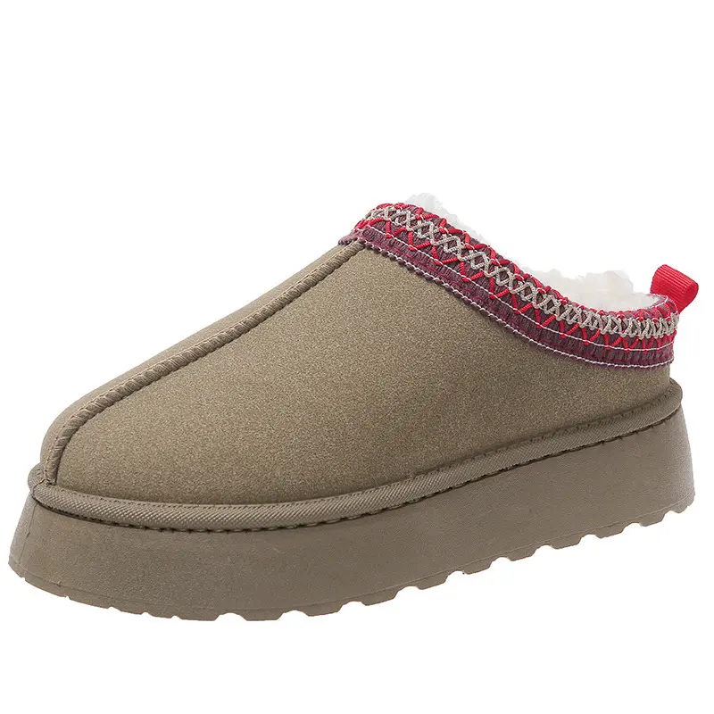 Mujer invierno cálido suave Cachemira plataforma Tasman zapatillas con cinta trenzada