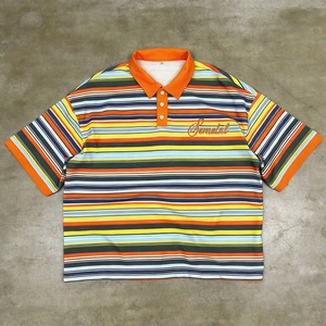 Custom Patch Embroidered Designer Button up Cropped <b>Polo</b> T <b>Shirt</b> 300 Gsm Cotton Heavyweight <b>Stripe</b> Oversized Tshirts for Men - Product Image 1