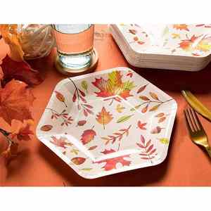 Juego de Platos de Papel Modernos de 9 Pulgadas con Diseño de Hojas de Otoño, Decoraciones para Fiestas, Vajilla para Fiestas de Ramadán y Año Nuevo Chino - Product Image 4