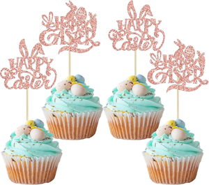 Decorazioni per Cupcake Pasquali, Topper Glitterati a Forma di Coniglio, Decorazioni per Torte a <span class=keywords><strong>Tema</strong></span> Primaverile, Accessori per Feste - Product Image 5