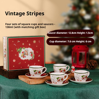 Service à thé minimaliste nordique en porcelaine fine, style vintage, tasse à thé avec soucoupe, boîte cadeau classique européenne pour Noël et mariage