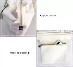 Tote Bag in cotone lavabile con grandi Zip e Logo personalizzato per il mondo dello <span class=keywords><strong>Shopping</strong></span> della scuola di spiaggia con libri di animali - Product Image 3