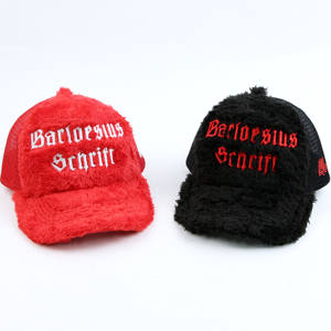 Hochwertige pelzige Gorras Rahmen Baseball Mesh Hut Verkäufer 5 Panel gestickte Logo Mesh Cap benutzer definierte Samt Trucker Hut für Erwachsene - Product Image 3