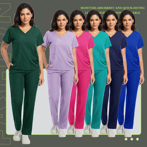 Unisex Scrub Set Moisture Wicking Knitted Split Uniform Hospital Workwear S XXL - Product Image 1