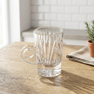 Taza de Vidrio Transparente con Asa, Vaso Acanalado para Beber Café, Té, Vajilla para Fiestas - Product Image 2