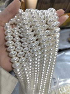 1 Tira a la Venta de Cuentas de Cristal de 12x8 mm Forma Ábaco Color Perla Barroca para Fabricación de Joyería Cuentas de Perlas Sueltas Redondas Blancas - Product Image 5