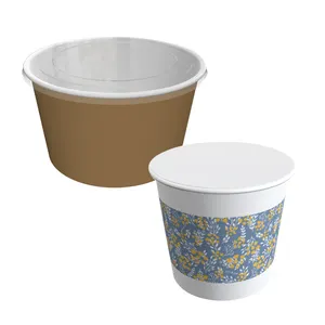纸咖啡桶双壁一次性纸箱马克杯，袖子定制印刷标志彩色带盖批发波纹/