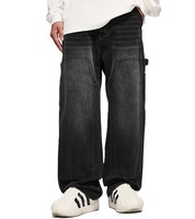 Haute qualité personnalisé Vintage délavé surdimensionné Baggy Jeans pour hommes Hip Hop Style pantalon droit avec motif imprimé