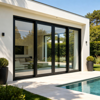 Porte coulissante en alliage d'aluminium à double vitrage pour patio, entrée, poussoir-tiroir, isolation thermique pour villa et hôtel