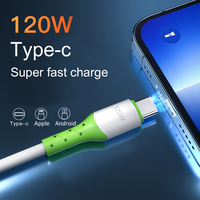 Câble de gel de silice type c charge rapide avec led 1m usb c chargeur rapide câble de données nickelé 120W câble type c chargeur rapide