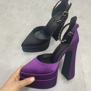 <span class=keywords><strong>Sandali</strong></span> <span class=keywords><strong>con</strong></span> Plateau Alto e <span class=keywords><strong>Suola</strong></span> Spessa per Donna, Tacchi Chunky - Product Image 4