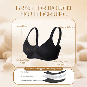 Reggiseno <span class=keywords><strong>da</strong></span> <span class=keywords><strong>donna</strong></span> traspirante senza fili senza cuciture in pizzo con schiena a U, chiusura laterale, 3 file di ganci, coppa 3/4, spalline regolabili, per l'estate e l'uso quotidiano - Product Image 4