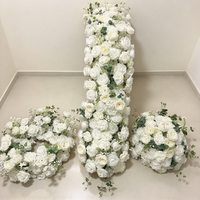 C-713 Boule de fleurs artificielles en soie blanche personnalisée, décoration de table de mariage, chemin de table fleuri, centres de table de mariage