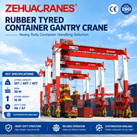 Grue portique à conteneurs à double poutre sur pneus en caoutchouc, à traitement intelligent automatique, de la marque ZEHUACRANES