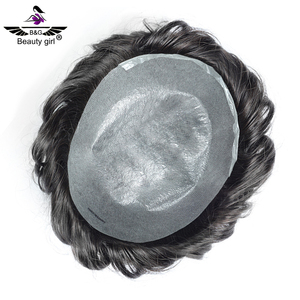 Tupé de cabello humano brasileño <span class=keywords><strong>en</strong></span> forma de <span class=keywords><strong>V</strong></span> para hombres con sistema de cabello natural Tupé fino de base de Pu para hombres - Product Image 5