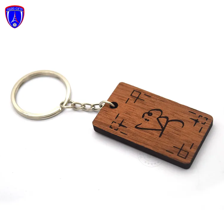 Personalized timber keychain blank custom logo bar code key chains keying custom