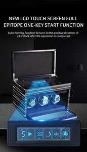 Embers 2026 New Watch Winder 2 3 4 6 8 Slots Kotak Penyimpanan Jam Kayu Layar LCD Sentuh Dengan Pencahayaan Ambient - Product Image 4