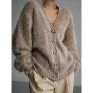 Cárdigan de punto con cuello en V, verde, talla 0XL, para mujer - Product Image 4