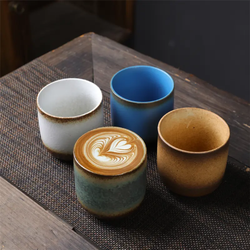 Tazza da caffè piccola tazza da tè in porcellana in gres porcellanato opaco sfumato stile giapponese senza manico