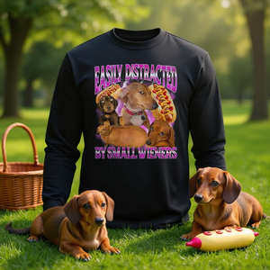 T-shirt à manches longues pour chien teckel, facilement distrait par les petits chiens teckel - Product Image 1