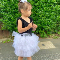 Enfants Fille Couches Robes Enfants Fille Robe D'été Enfants Robe Sans Manches Noir Blanc Cupcake Robe Princesse Tutu Robe Moelleuse