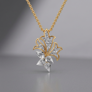 Elegante colgante de racimo de hojas con diamantes cultivados en laboratorio, joyería de oro para mujer, regalo. - Product Image 1